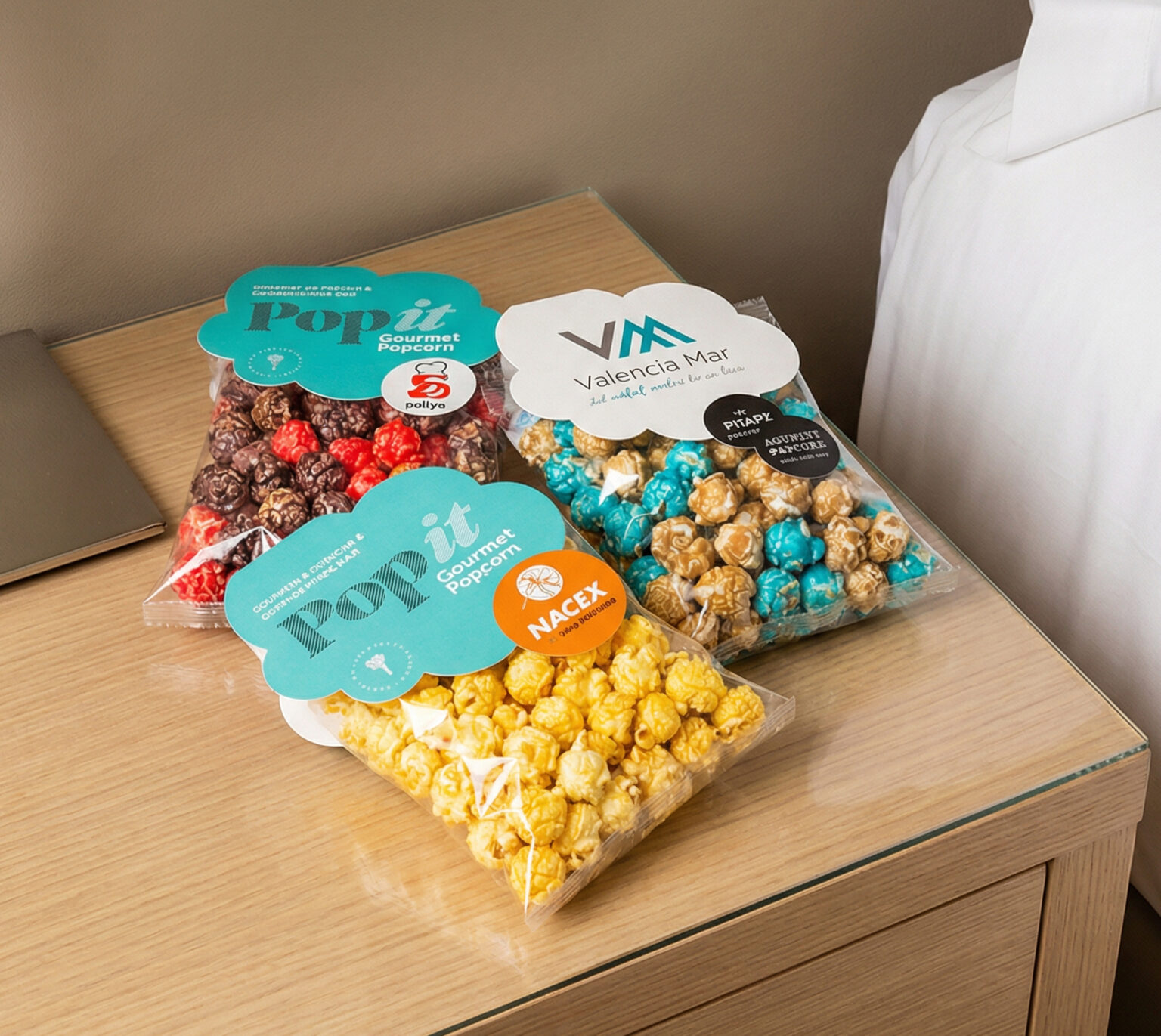 Bolsas Popit personalizadas como regalo de bienvenida en hotel