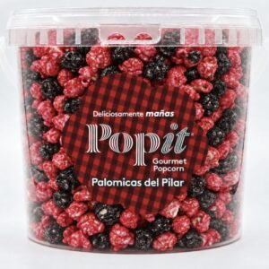 Cubo de Palomicas del Pilar de Popit, sabor Cachirulo: caramelo salado negras y cereza