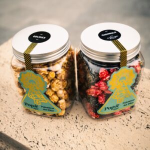 Palomicas del Pilar de Popit, tarros de palomitas gourmet con etiqueta homenaje a la Virgen del Pilar, Zaragoza