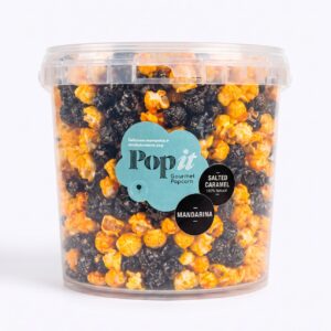 Cubo 1 kg de palomitas Halloween Popit Salted Caramel y Mandarina